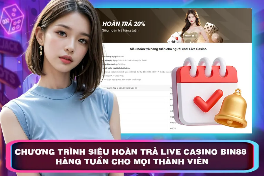 Chương Trình Siêu Hoàn Trả Live Casino Bin88 Hàng Tuần Cho Mọi Thành Viên